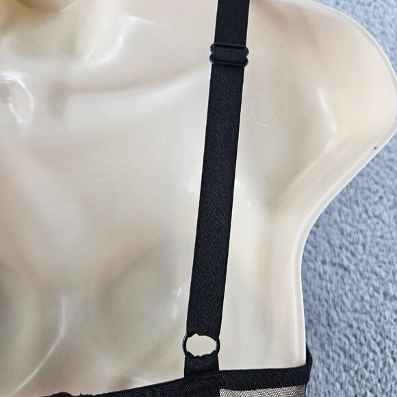 Victoria's Secret Bra Womens 32D Black Very Sexy Unlined Balconet Mesh Lingerie - Picture 13 of 15